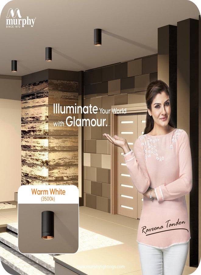 Murphy 10W Black Body Cylindrical Surface Mounted Spot Light Down Light (Warm White, Pack of 1)(Aluminium) - Image 5